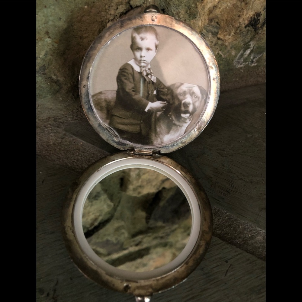 Vintage Silver Plated Compact Pocket Mirror